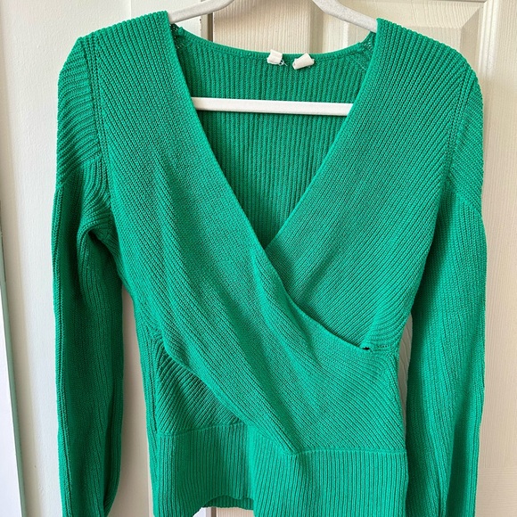 Kelly Green Wrap Sweater from Anthropologie - Picture 1 of 2